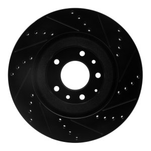 Mazda RX-8 Brake Rotor (1) - Front Left - R1 Concepts - Drilled & Slotted - Black - `04-`11